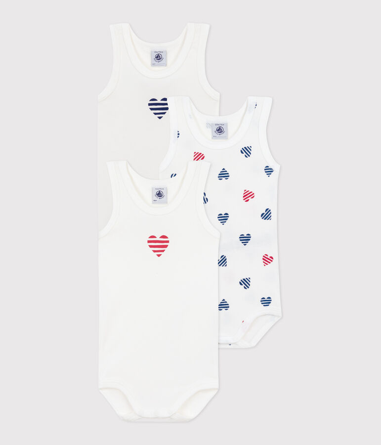 Babies' sleeveless stripy heart-pattern cotton bodysuits - 3-Pack variante 1