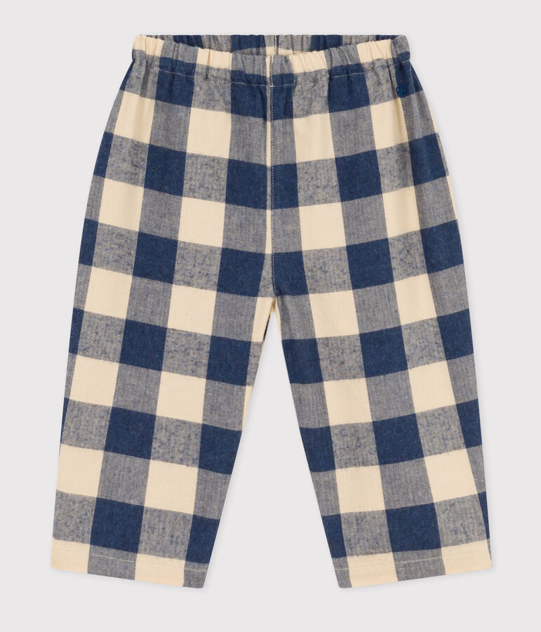 Babies' Checked Flannel Trousers blue/ecru