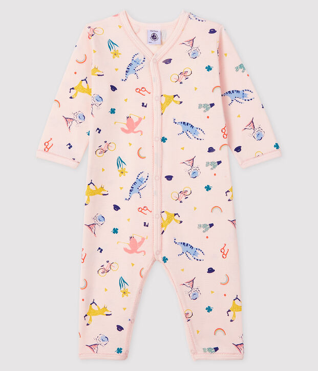 Baby Girls' Footless Ribbed Sleepsuit pink/multicolor