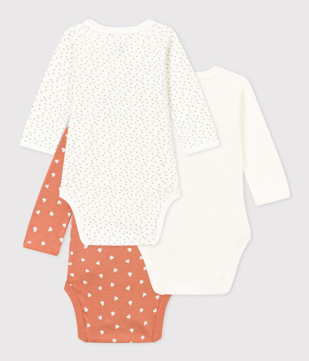 Long-Sleeved Wrapover Cotton Bodysuits - 3-Pack multicolor