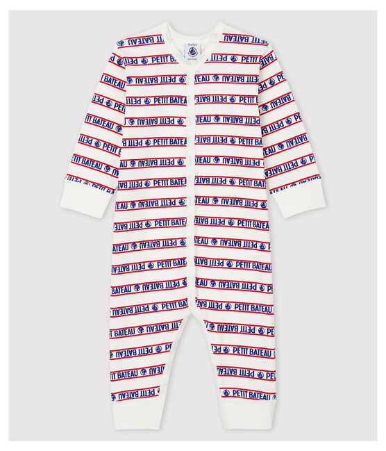 Petit Bateau Babies' Footless Cotton Sleepsuit MARSHMALLOW white/MULTICO white