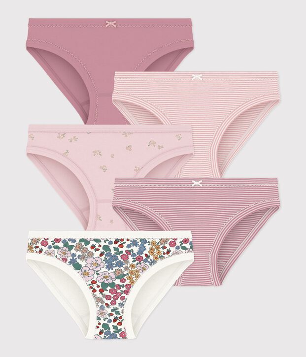 Pack of children's flower-patterned cotton pants multicolor