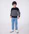Children's stripy sailor jumper in wool and cotton SMOKING blue/MARSHMALLOW white