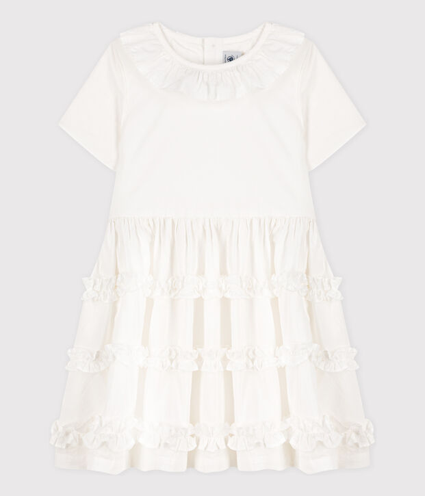 Girls' Short-Sleeved Poplin Dress white