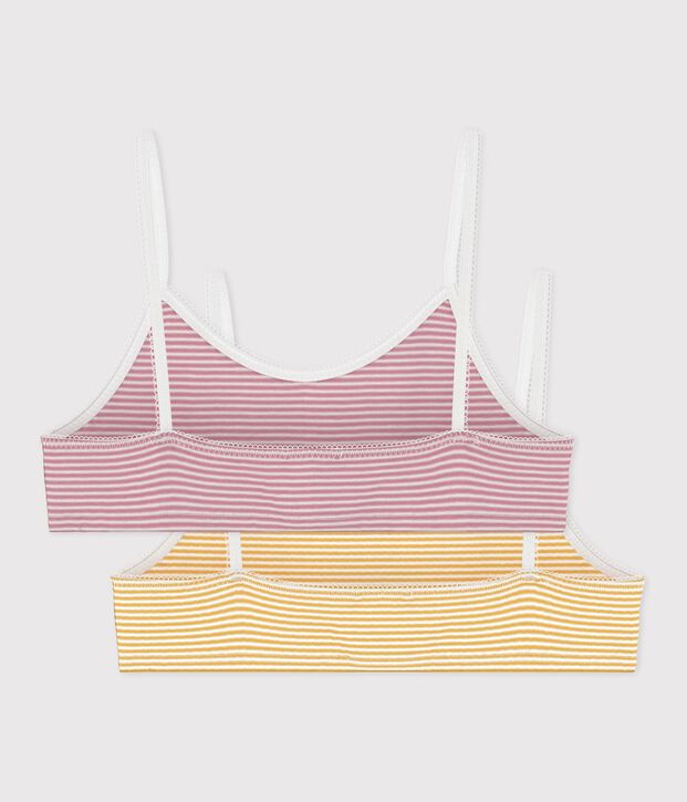 Pack of stripy cotton bra tops for children multicolor