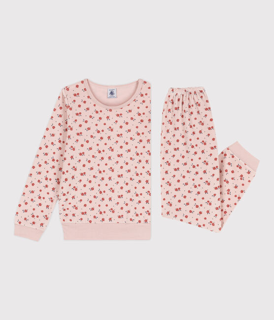 Girls' Floral Velour Pyjamas SALINE pink/MULTICO white