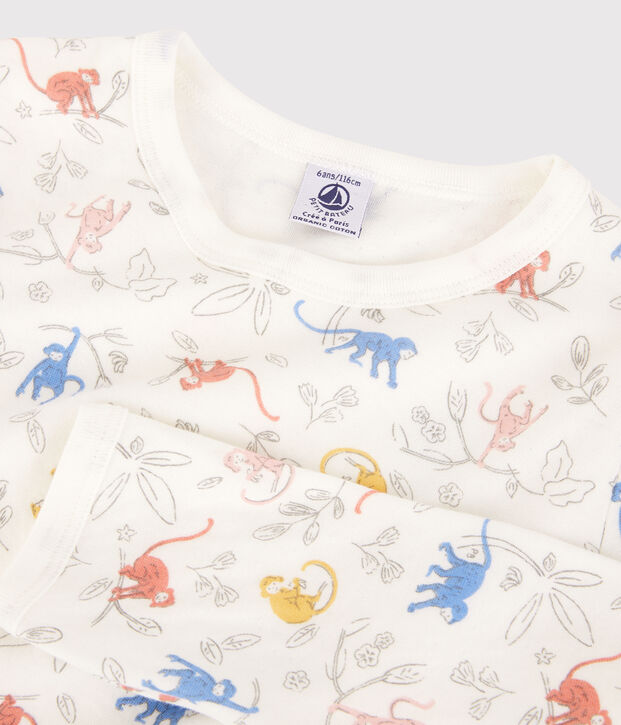 Unisex Multicoloured Monkey Print Organic Cotton Pyjamas white/multicolor