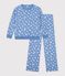 Women's heart print cotton pyjamas blue/white