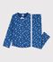 Girls' Snowflake Print Ribbed Pyjamas MAJOR blue/ECUME white