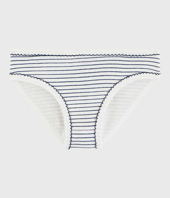 Girls' Cotton Knickers MARSHMALLOW white/MEDIEVAL blue