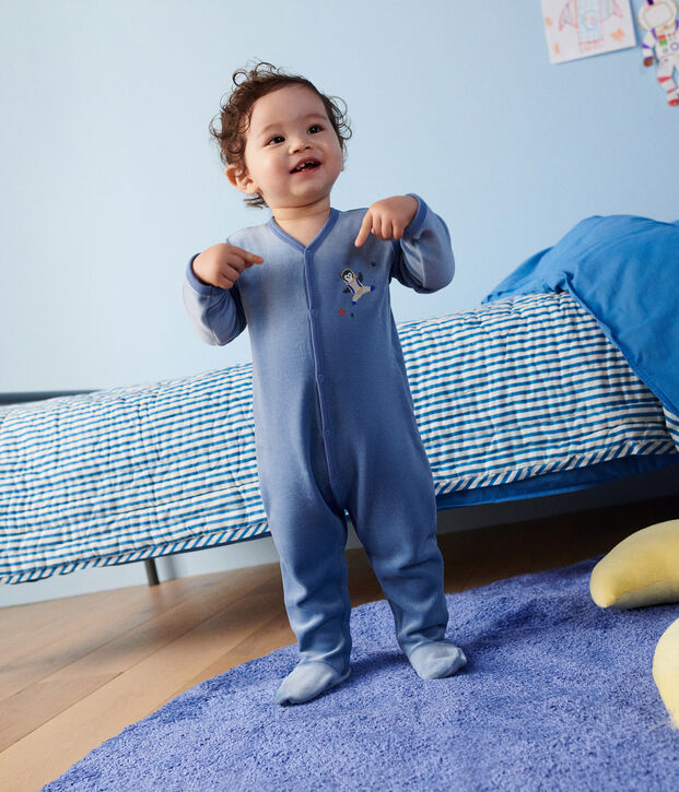 Babies' velour pyjamas blue