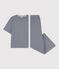 Women's Pinstriped Cotton Pyjamas SMOKING blue/MARSHMALLOW white