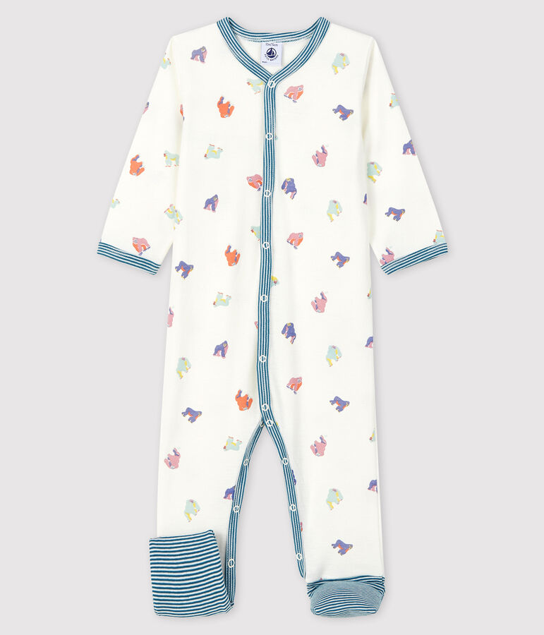 Baby Girls' Footless Gorilla Print Ribbed Sleepsuit MARSHMALLOW white/MULTICO white