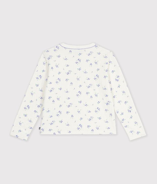 Children's cotton cardigan with flowers Ecru/multicolor