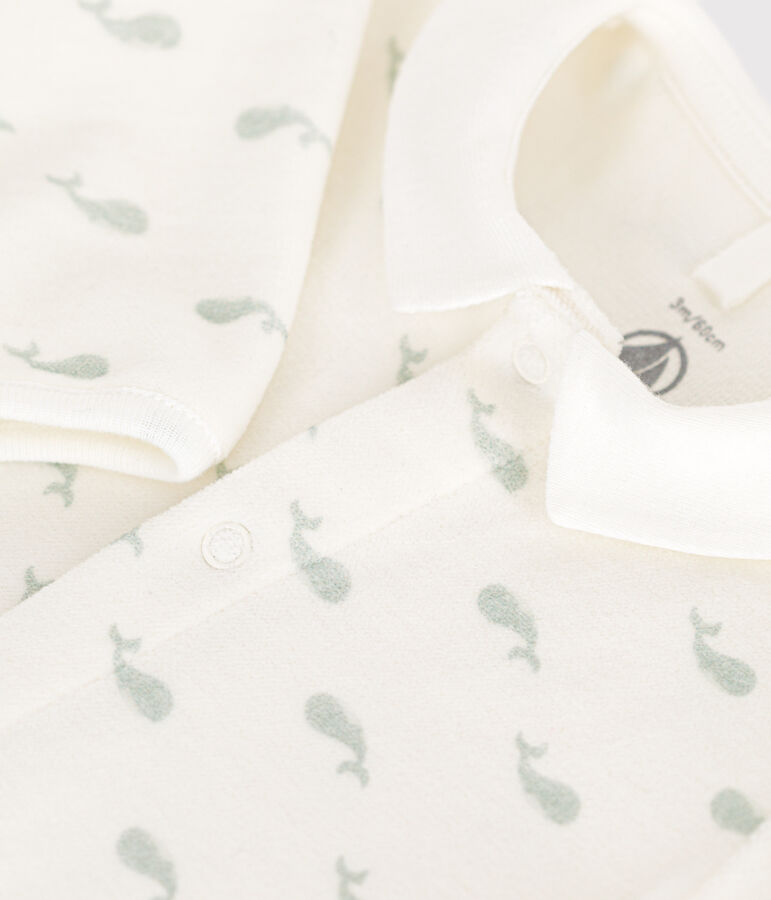 Babies' velour pyjamas white/green