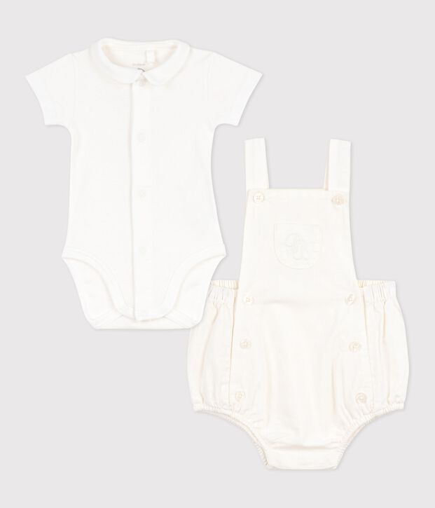 Babies' two-piece set in cotton/linen with embroidered details multicolor