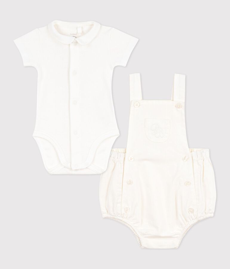 Babies' two-piece set in cotton/linen with embroidered details multicolor