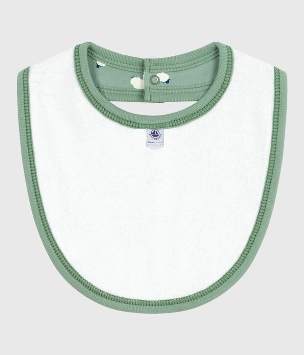 Newborn babies' printed cotton bib green/multicolor