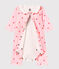 Baby girls' footless bodyjama in printed 1x1 rib knit VIENNE pink/MULTICO white