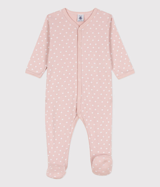 Spotted Cotton Sleepsuit SALINE /MARSHMALLOW