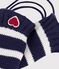 Baby mittens in striped knit with fleece lining blue/ecru