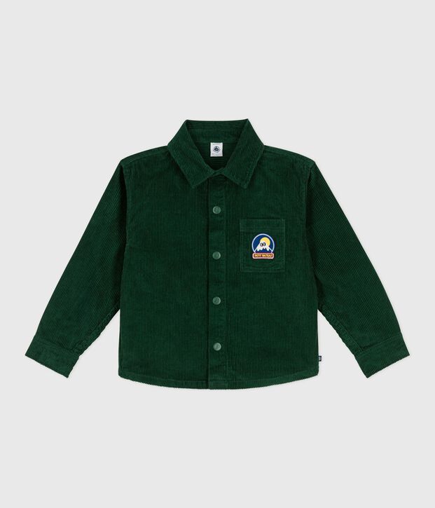 Children's plain corduroy shirt green