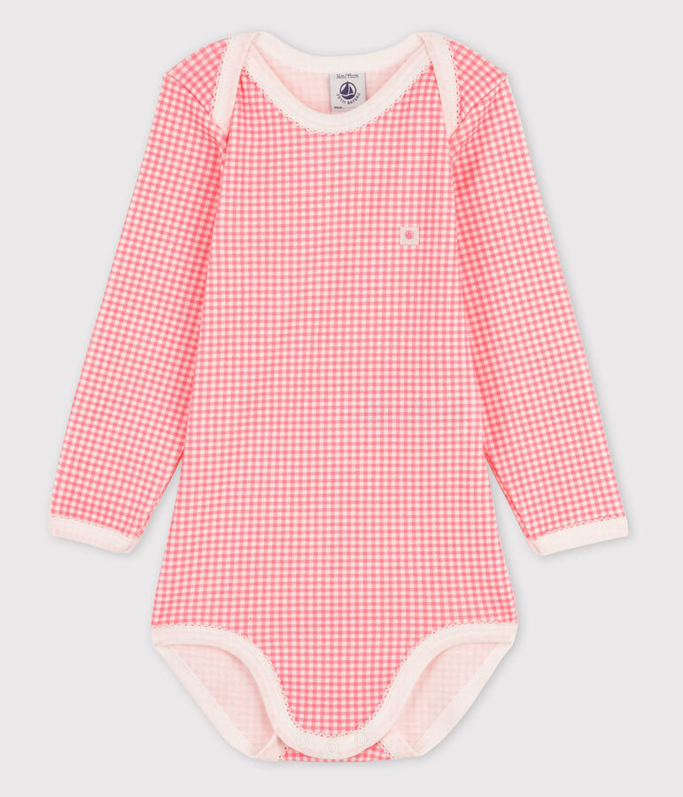 Baby Girls' Long-Sleeved Bodysuit white/pink