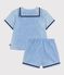 Babies' 2-piece set in chambray including a T-shirt with a sailor collar blue