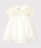 Baby Girls' Cotton and Linen Bodysuit/Dress MARSHMALLOW white/OR yellow