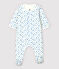 Babies' Boat Print Organic Cotton Tube Knit Bodyjama MARSHMALLOW white/COOL blue
