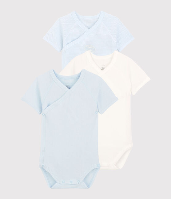Babies' Short-Sleeved Pinstriped Wrapover Organic Cotton Bodysuits - 3-Pack variante 2