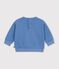 Babies' sweatshirt in plain cotton with embroidery blue