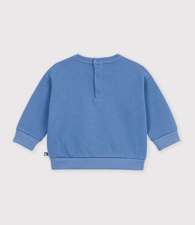 Babies' sweatshirt in plain cotton with embroidery blue