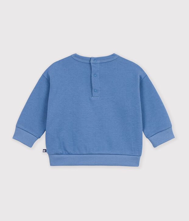 Babies' sweatshirt in plain cotton with embroidery blue