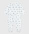 Babies' brushed fleece heart-print pyjamas with a collar MARSHMALLOW /ADRIATIC