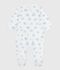 Babies' brushed fleece heart-print pyjamas with a collar white/blue