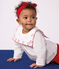 Babies' long-sleeved cotton poplin blouse with embroidered hearts ECUME white