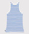 Women's Iconic striped cotton tank top MARSHMALLOW white/PERSE blue