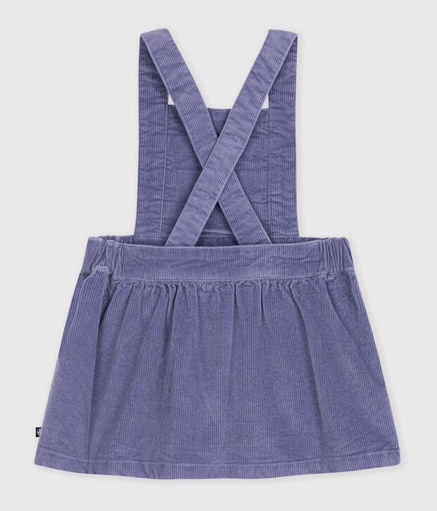 Babies' long-sleeved plain corduroy dress purple