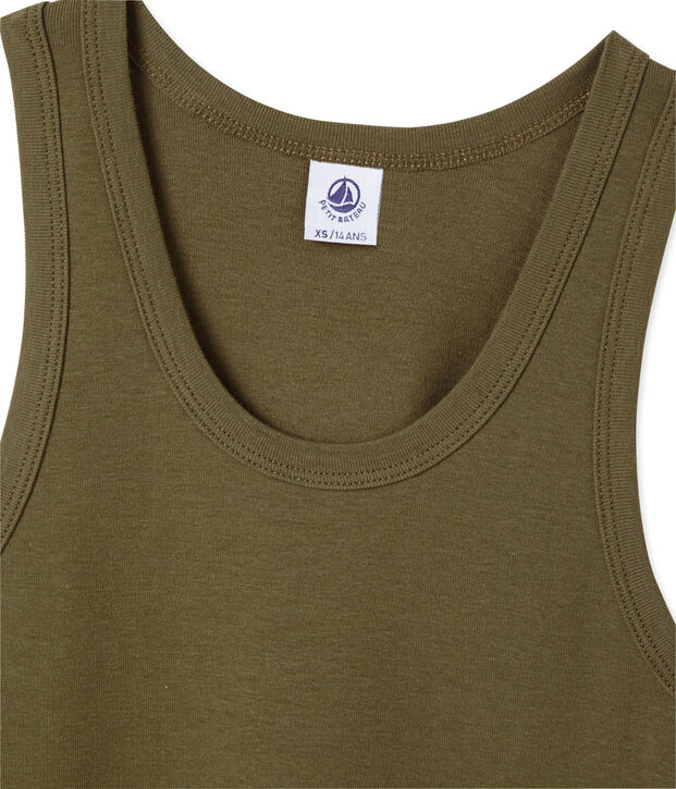 Women's vest top in heritage rib brown