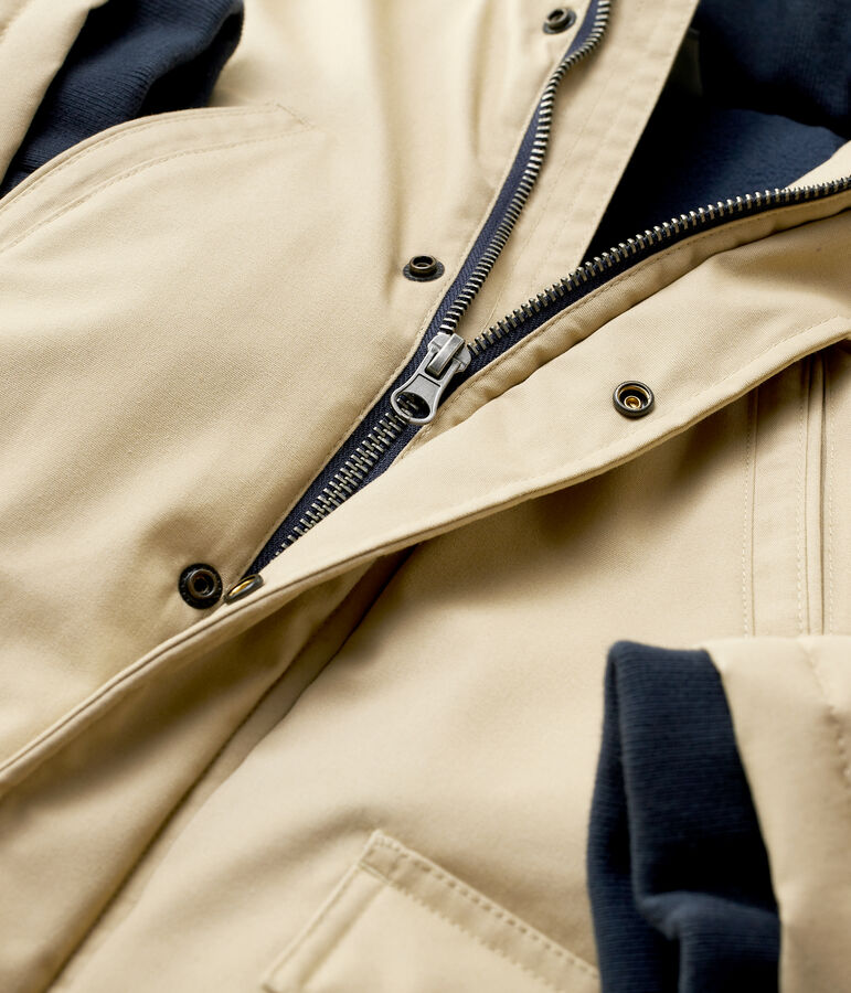 Boys' Coated Cotton Parka JERRYCAN beige