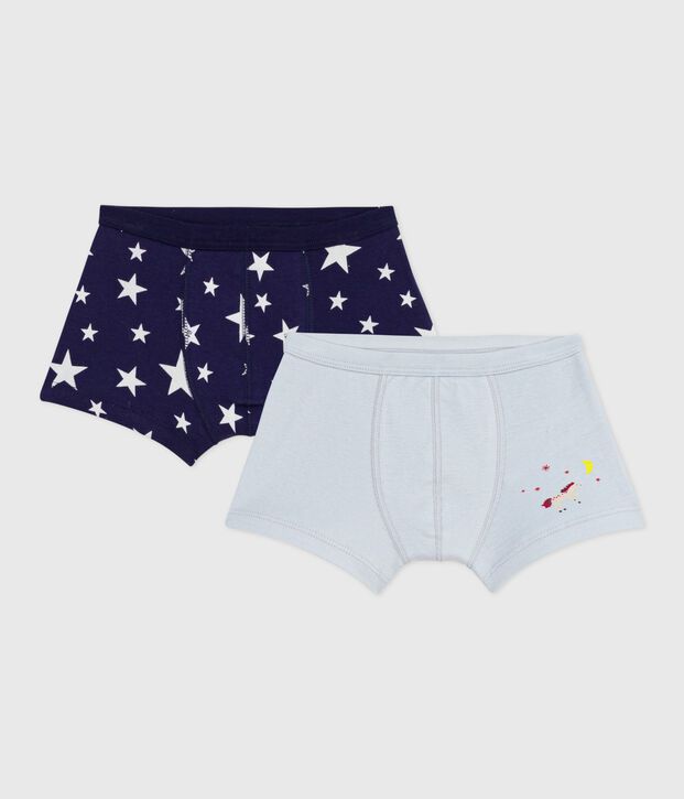 Pack of children's star print cotton boxers with covered waistbands multicolor