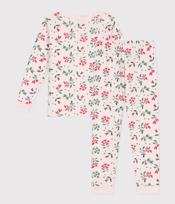 Children's snug-fitting pyjamas in cotton with a floral print FLEUR pink/MULTICO white