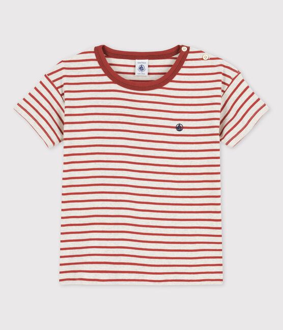 Boys' Short-Sleeved Cotton T-Shirt MONTELIMAR beige/OMBRIE