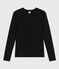 Women's iconic long-sleeved plain rib knit T-shirt BLACK black