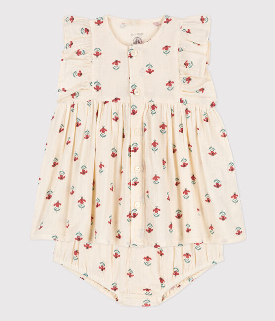 Babies' Patterned Cotton Gauze Dress With Bloomers AVALANCHE white/MULTICO