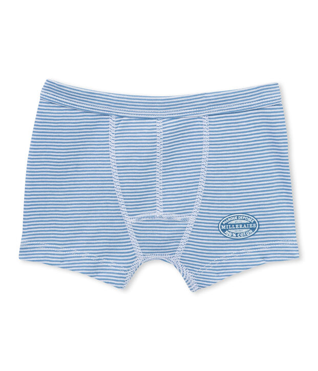 Teenage boy's boxers with milleraies stripes blue/white