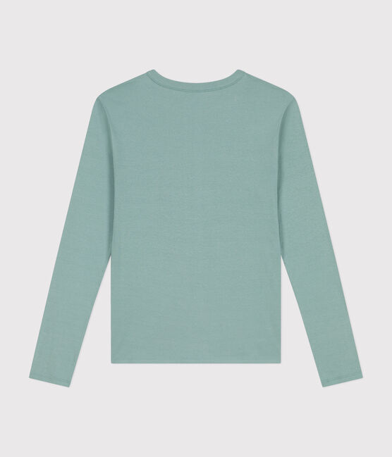 Women's plain rib knit long-sleeved Iconic T-shirt PAUL green