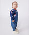 Babies' long-leg elastane denim dungarees BLEU DELAVE blue