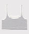 Women's striped cotton and elastane bra top MARSHMALLOW white/SMOKING blue